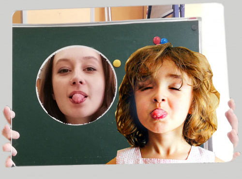 Speech therapy mirror with hole
