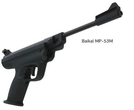 Пружинно-поршневой однозарядный пневматический пистолет Байкал МР-53М 