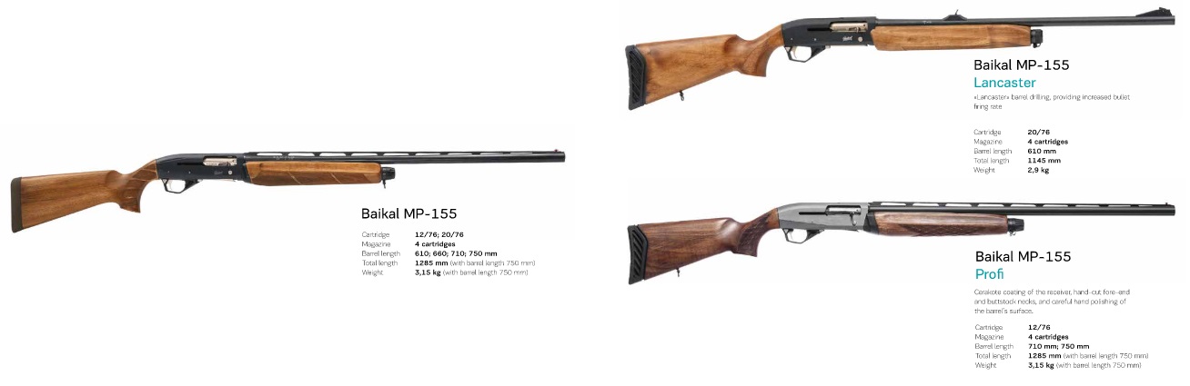 Baikal MP-155 Smooth-barreled semi-automatic shotgun for all kinds of hunting